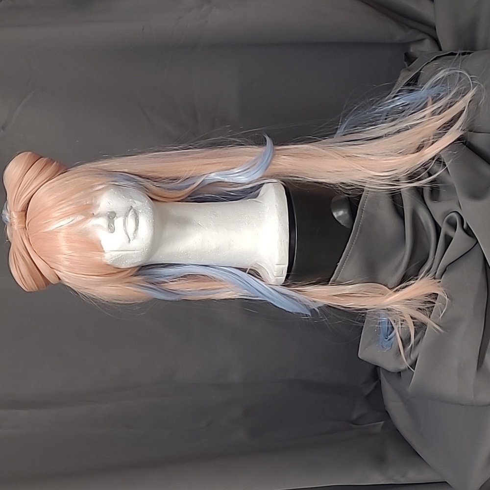 ABACK Kokomi Cosplay Wig for Game Genshin. Pink Ombre Blue Lolita with B…